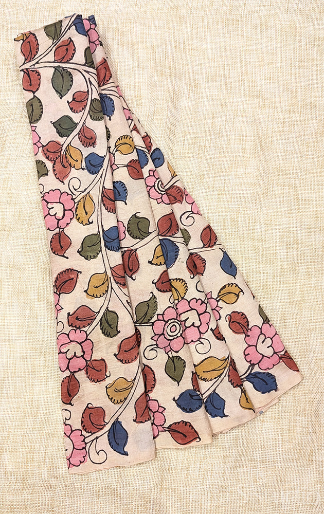 Off white light weight silk hand painted kalamkari blouse material