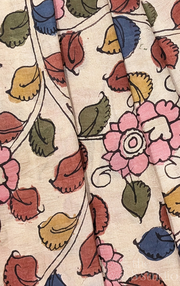 Off white light weight silk hand painted kalamkari blouse material