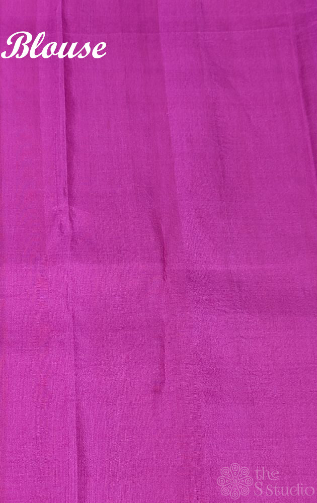 Elachi green digital printed kanjivaram silk saree with contrast pallu