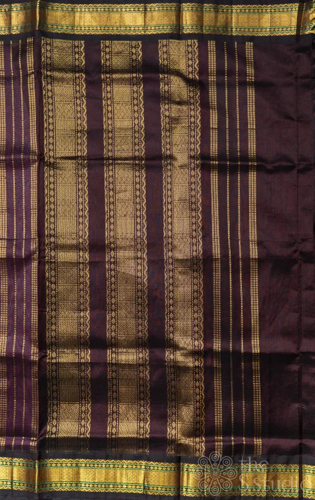Light violet checked silk cotton saree with korvai border
