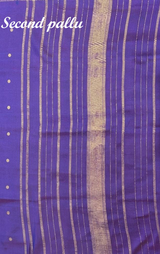 Light pink and violet reversible kanchipuram silk saree with prints