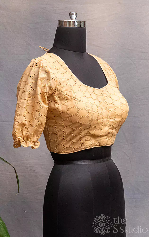 Beige hakoba cotton readymade blouse