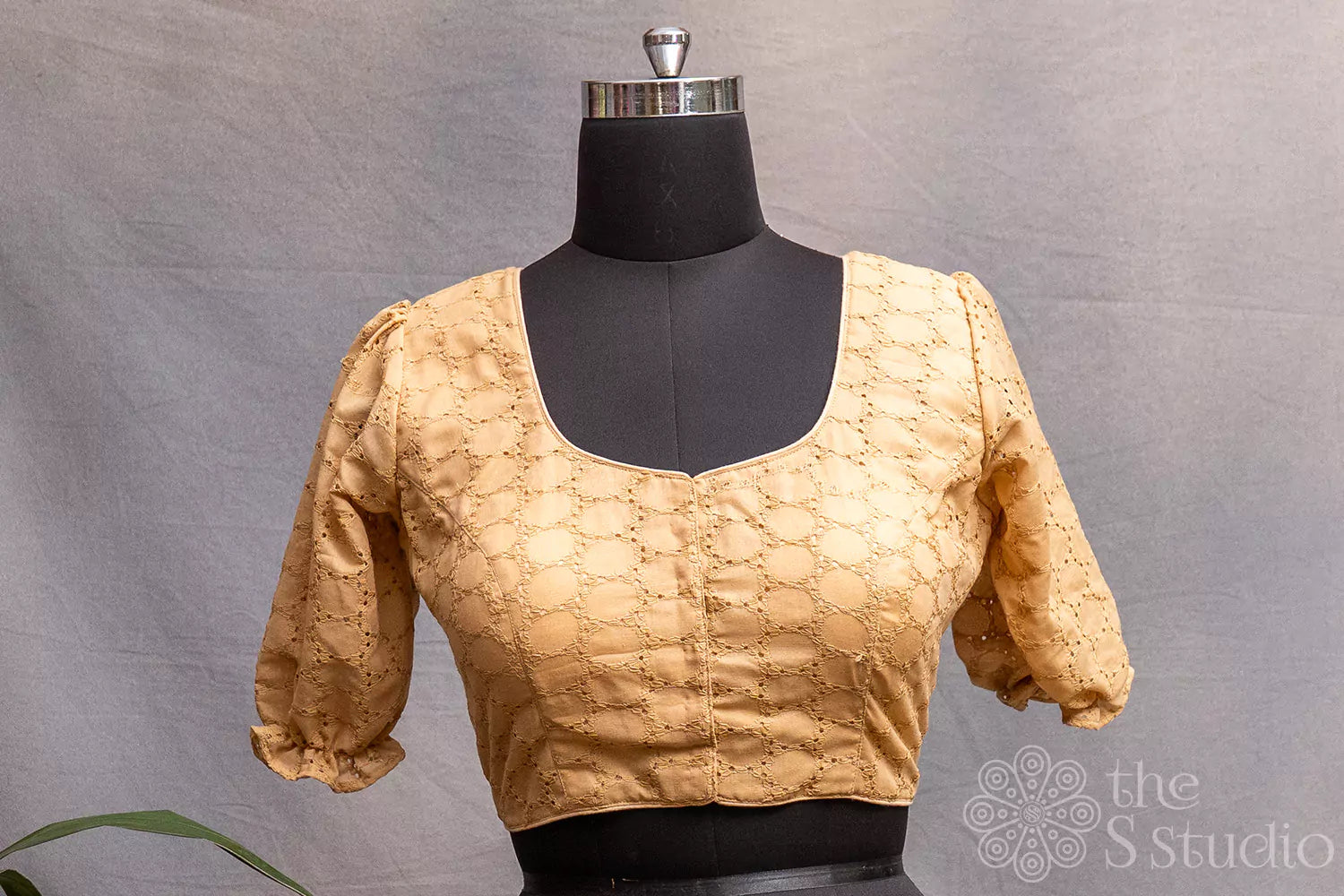 Beige hakoba cotton readymade blouse