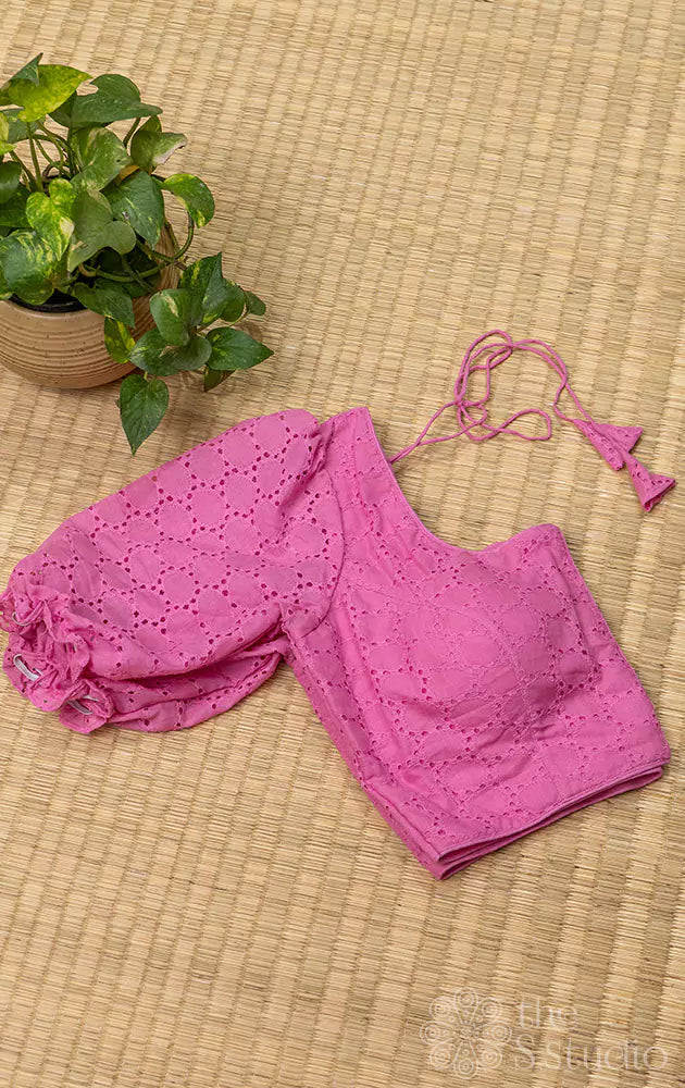 Pink hakoba cotton readymade blouse