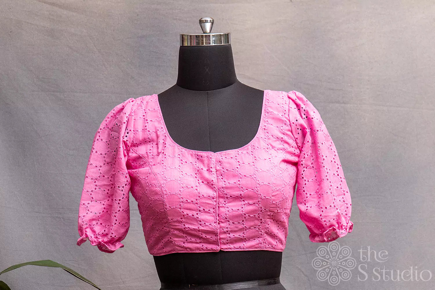 Pink hakoba cotton readymade blouse