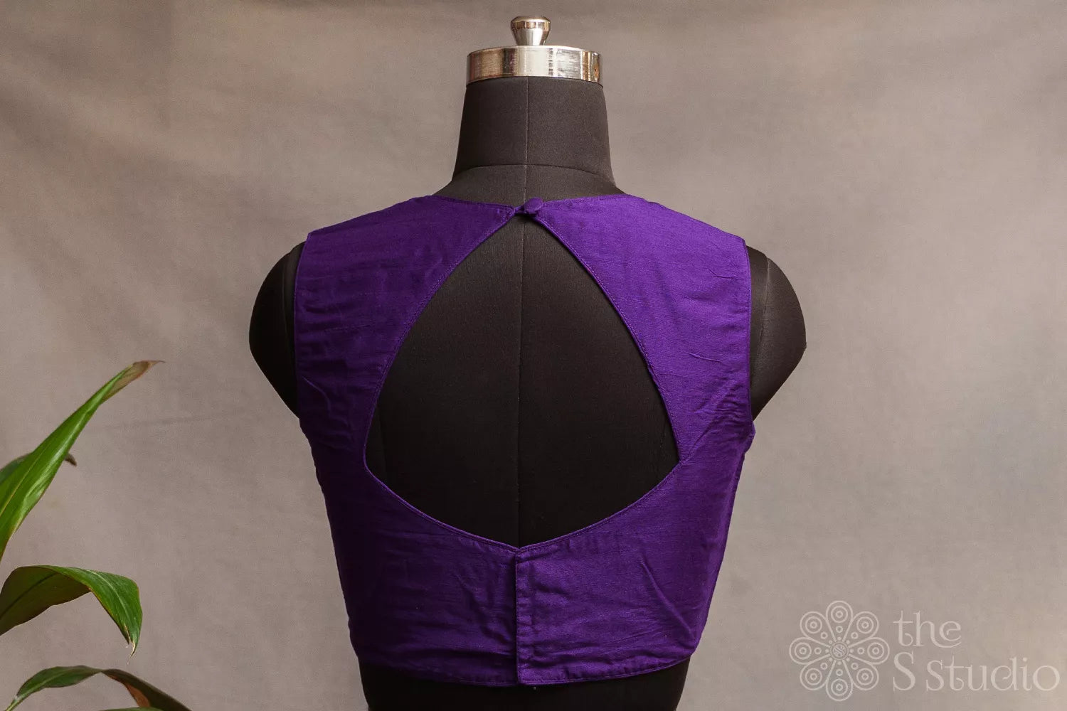 Violet cotton sleeveless readymade blouse