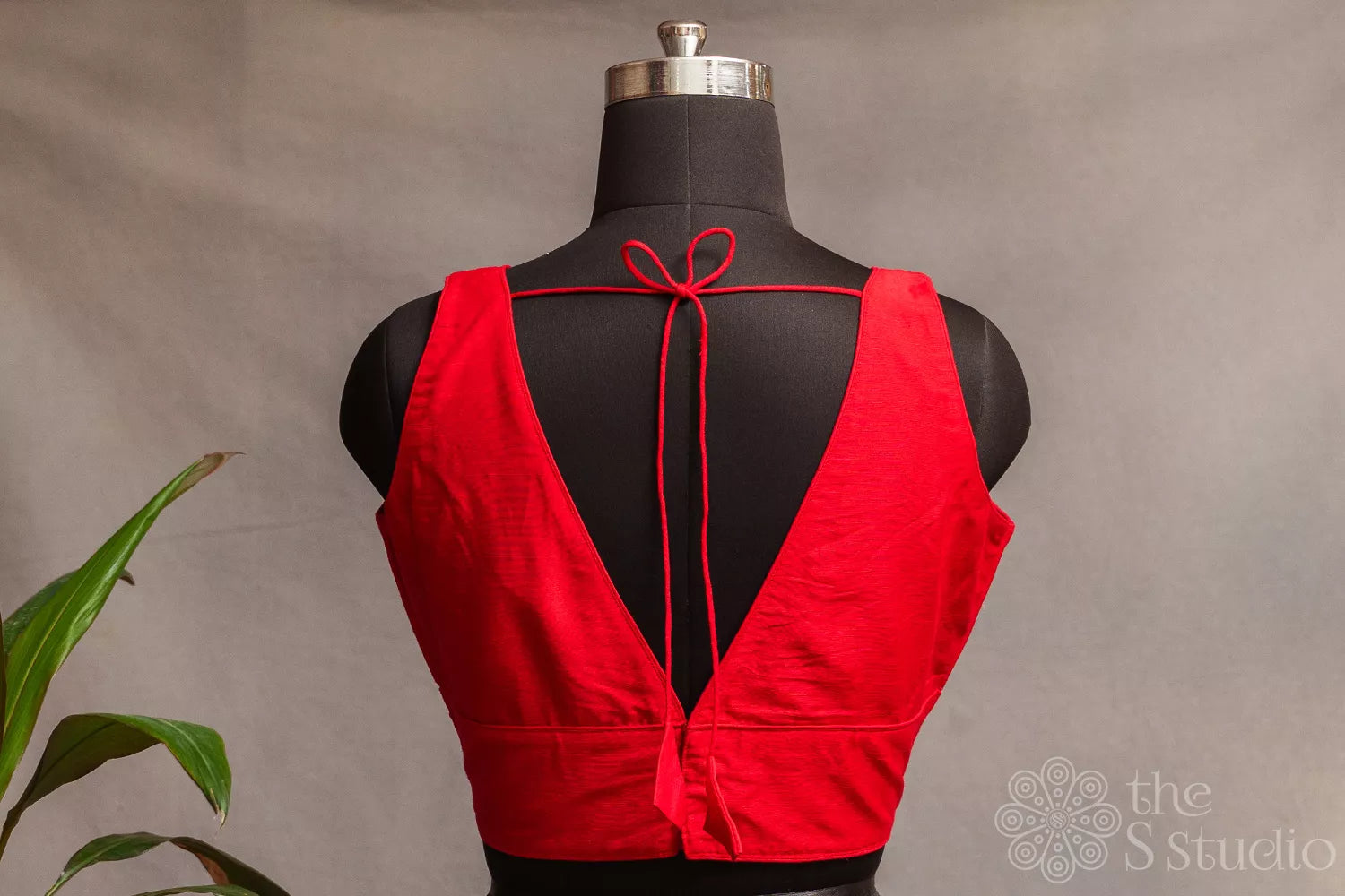 Red cotton sleeveless readymade blouse