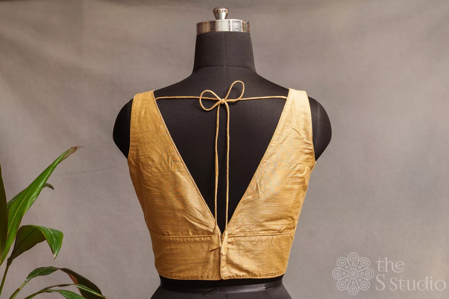 Beige cotton sleeveless readymade blouse