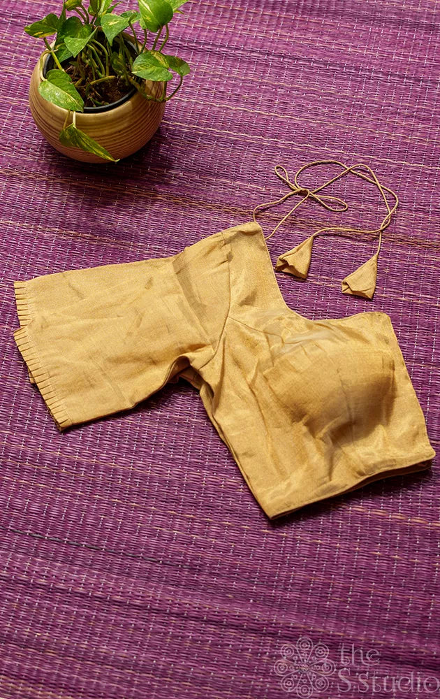 Golden Chanderi tissue readymade blouse