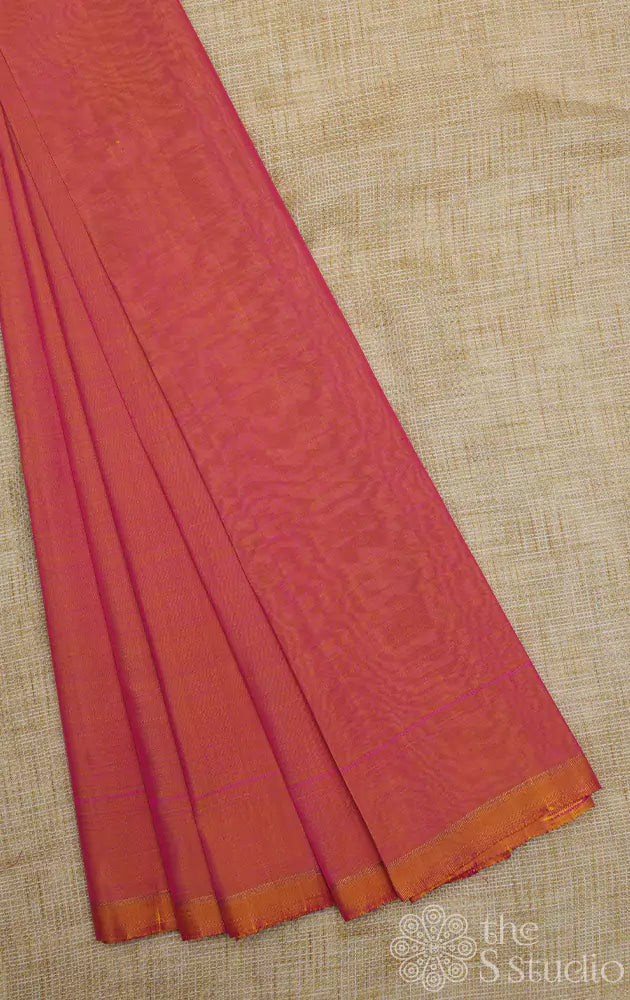 Peach kanchi silk plain blouse material