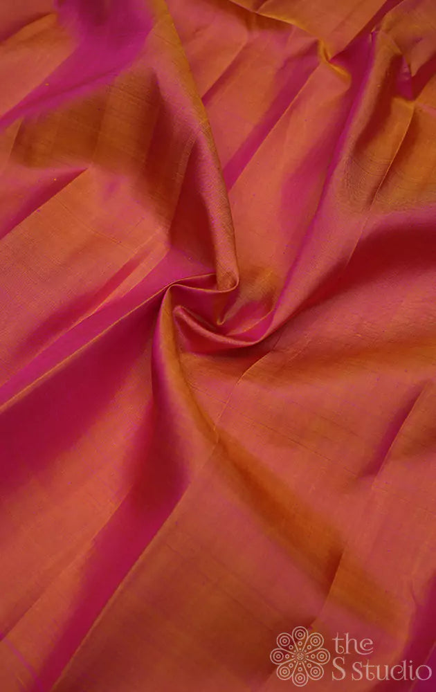 Peach kanchi silk plain blouse material