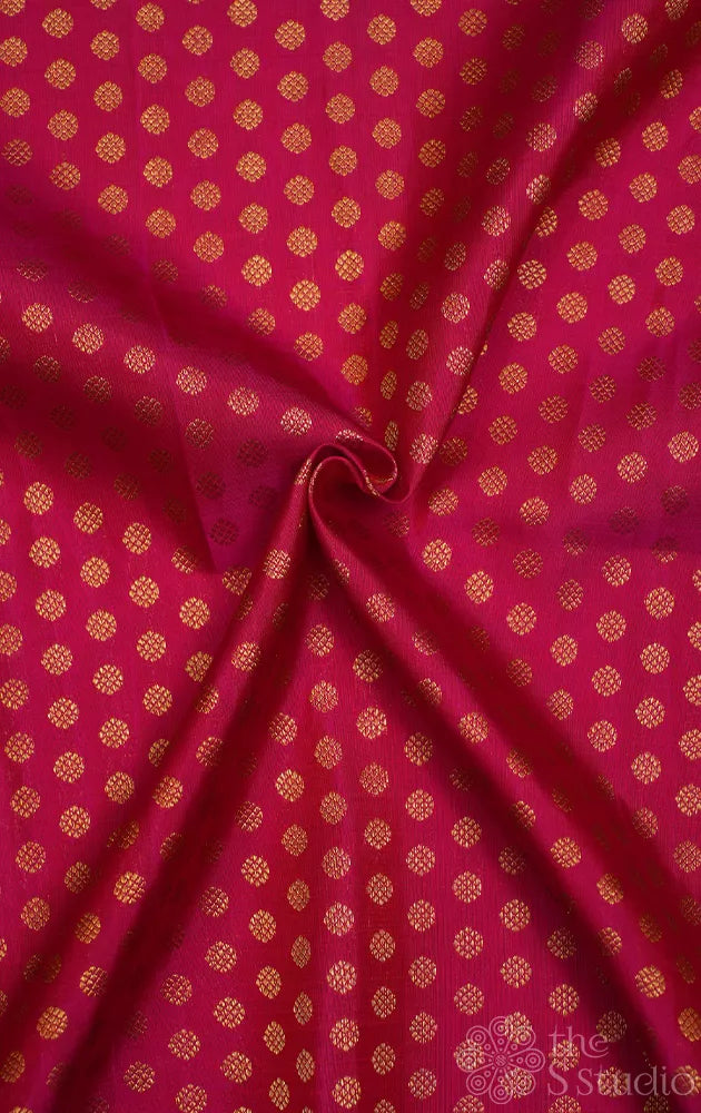Rani pink kanchi silk blouse material with round motifs