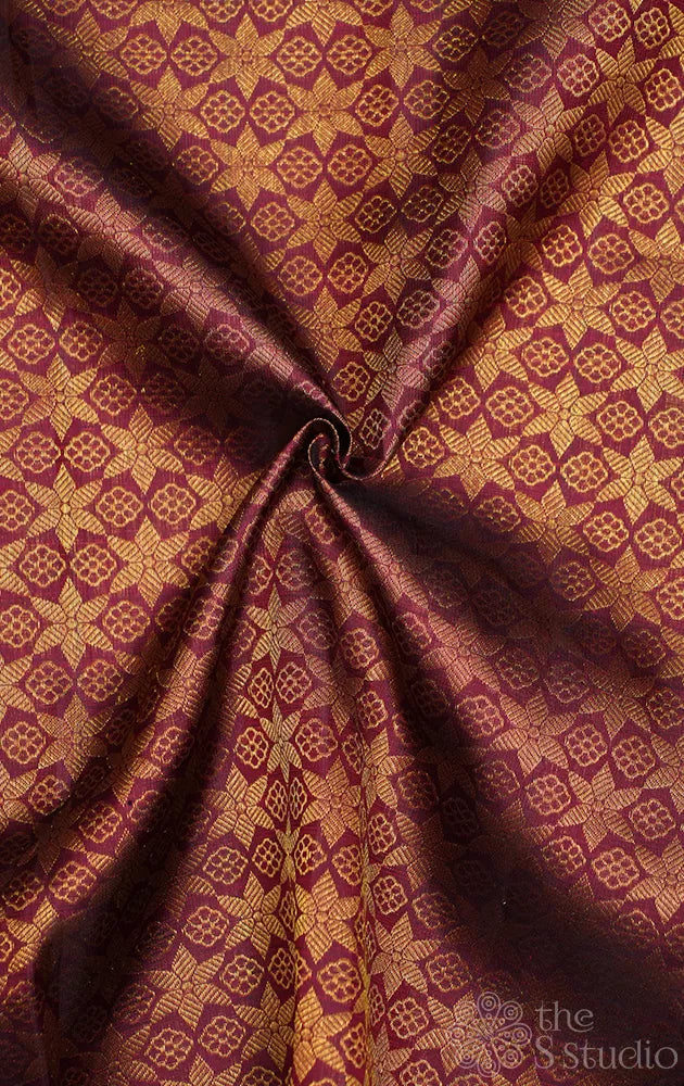 Maroon kanchi silk brocade blouse material