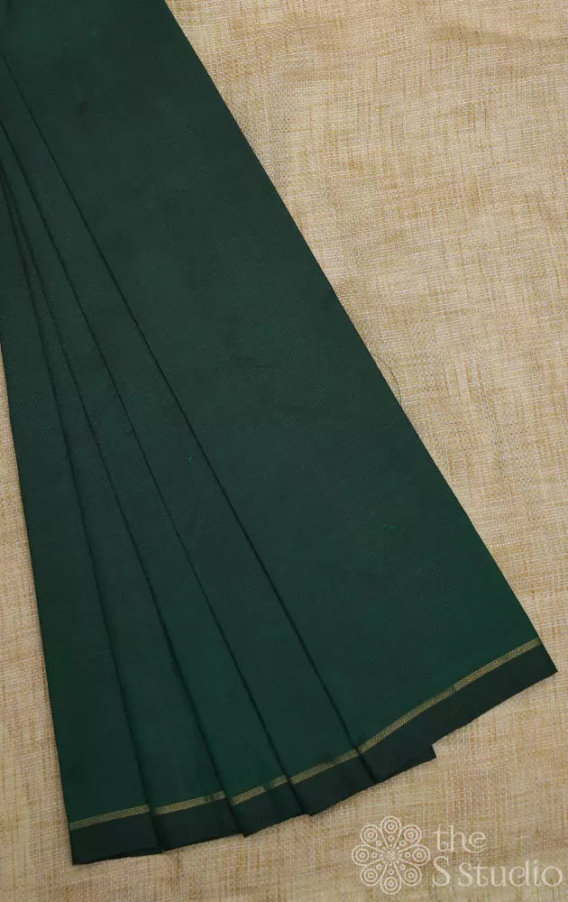 Bottle Green Plain Kanchi Silk Fabric