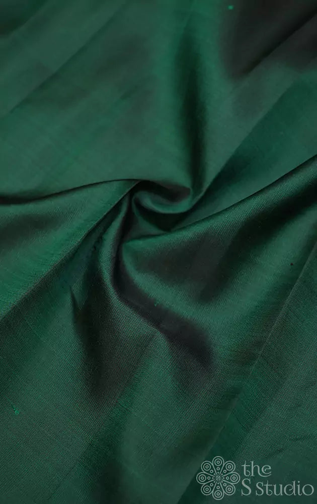 Bottle Green Plain Kanchi Silk Fabric