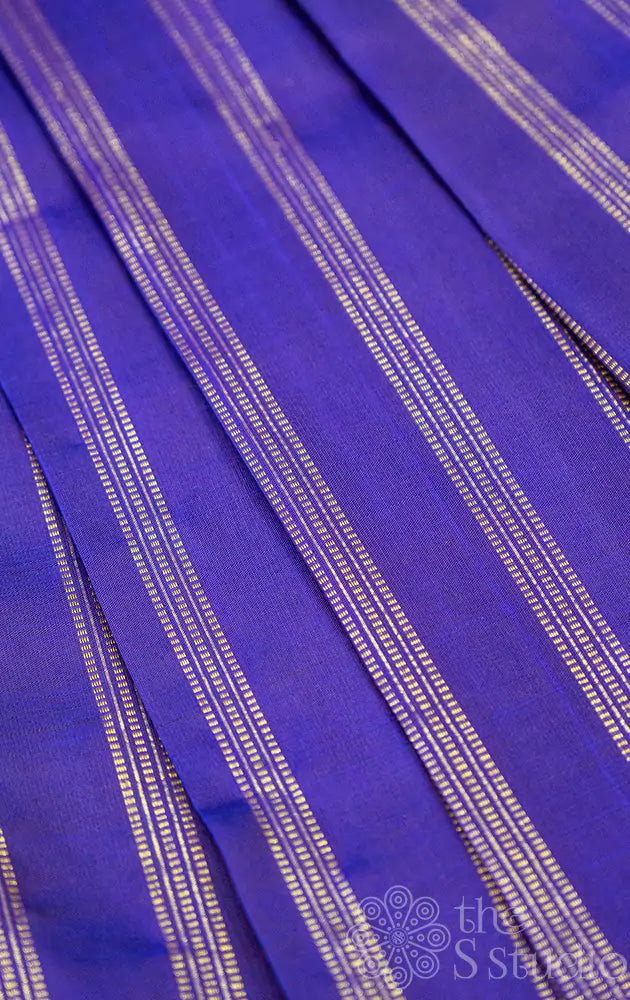 Violet Kanchi Silk Blouse Material with vertical muthu kattam Lines