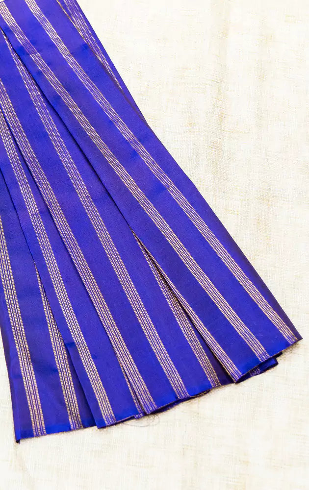 Violet Kanchi Silk Blouse Material with vertical muthu kattam Lines