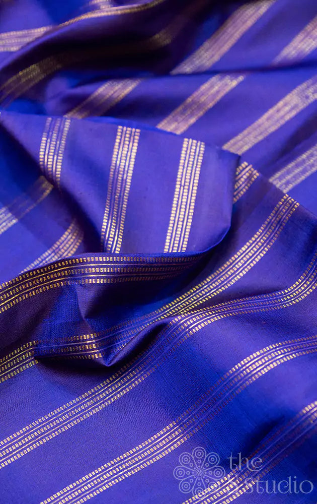 Violet Kanchi Silk Blouse Material with vertical muthu kattam Lines