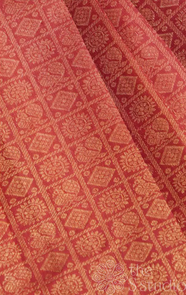 Reddish Maroon Mayil Chakram Butta Kanchi Silk Blouse Material
