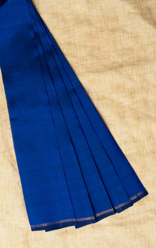 Royal blue plain kanchi silk blouse fabric