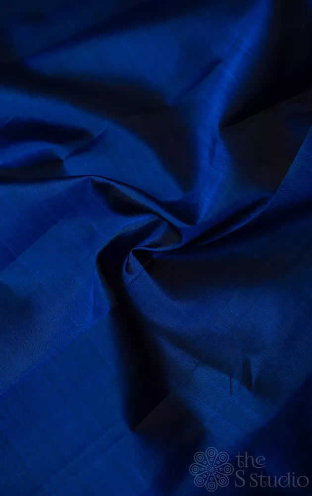 Royal blue plain kanchi silk blouse fabric