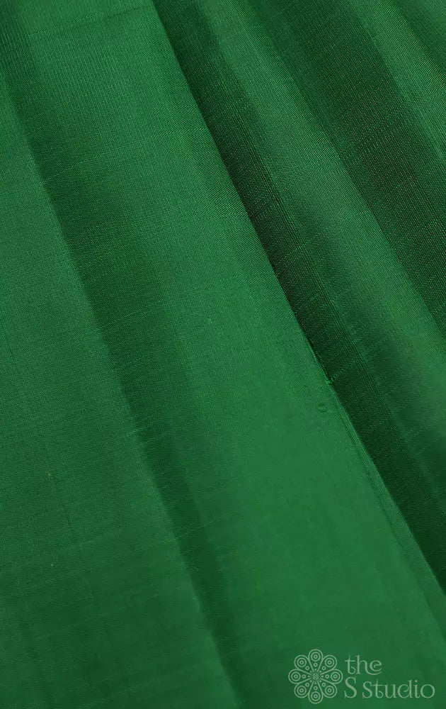 Dark green plain kanchi silk blouse fabric
