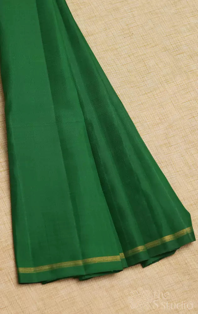 Dark green plain kanchi silk blouse fabric