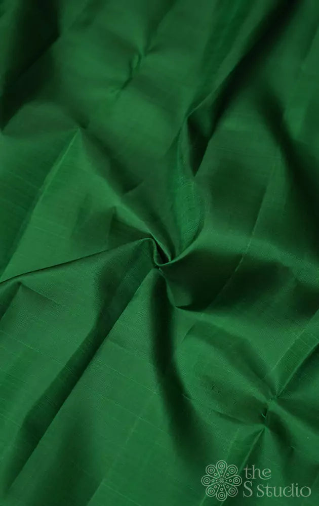 Dark green plain kanchi silk blouse fabric