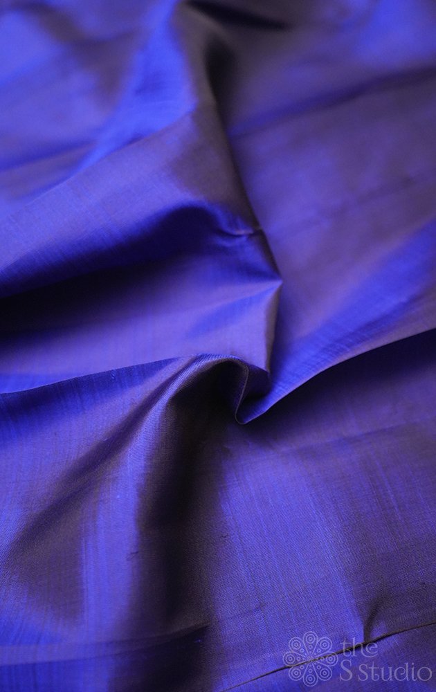 Navy blue kanchi silk fabric