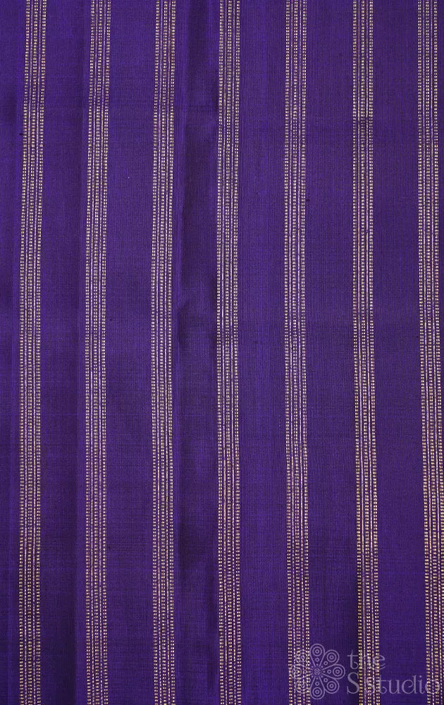 Violet Kanchi Silk Blouse Material with vertical muthu kattam Lines