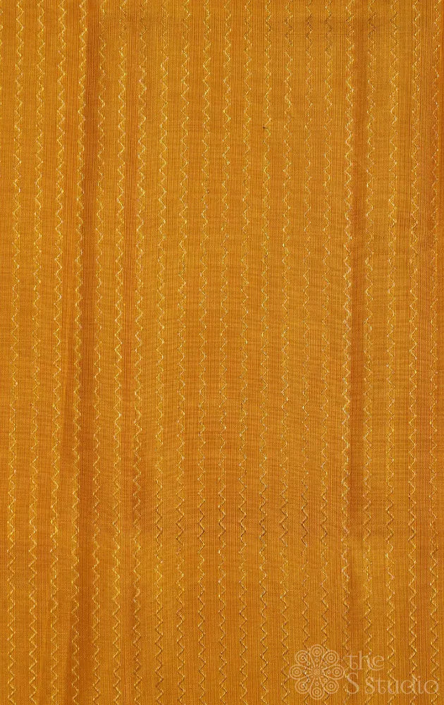 Mustard yellow kanchi silk blouse fabric with zig zag lines