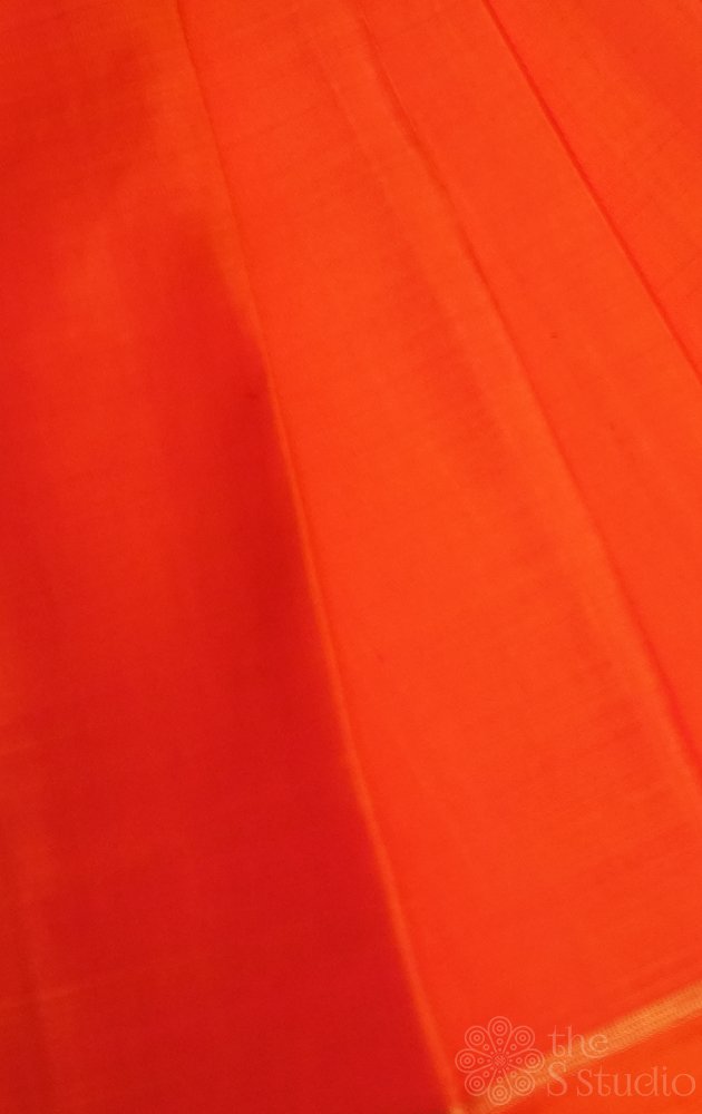 Orange kanchipuram silk blouse material