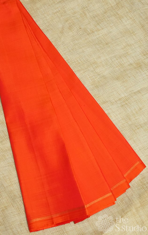 Orange kanchipuram silk blouse material