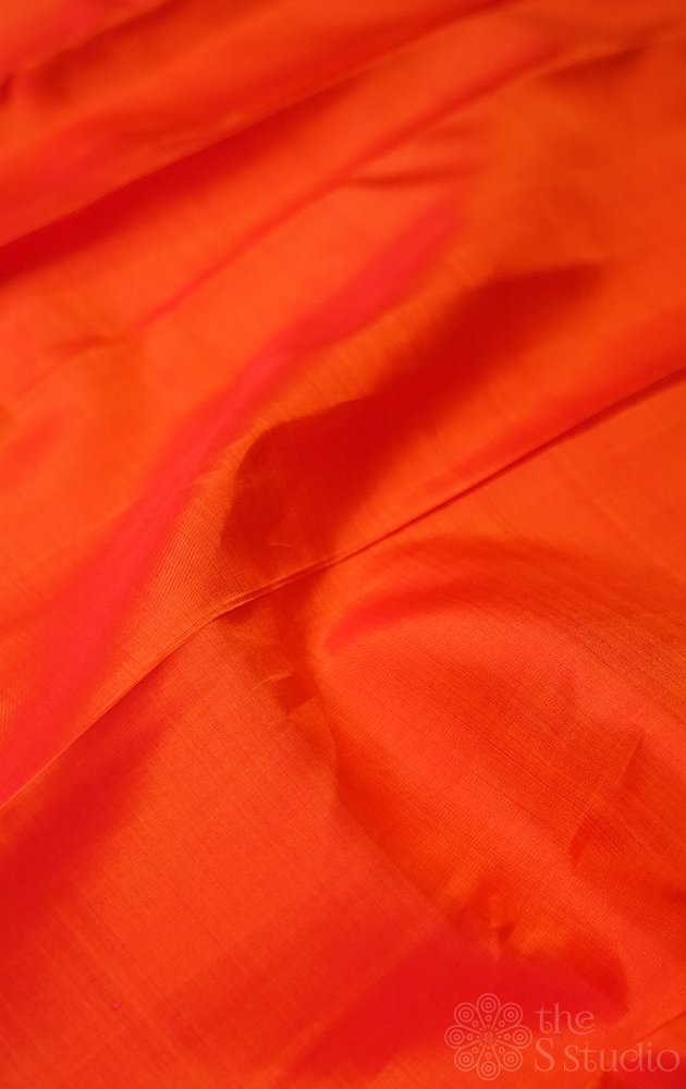 Orange kanchipuram silk blouse material
