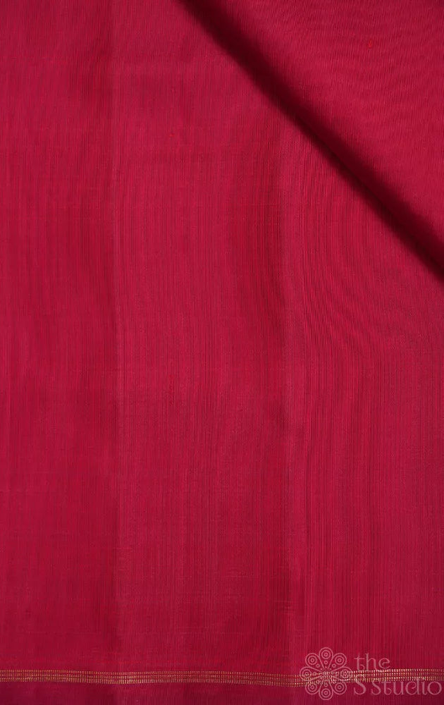 Pinkish red plain kanchi silk blouse material