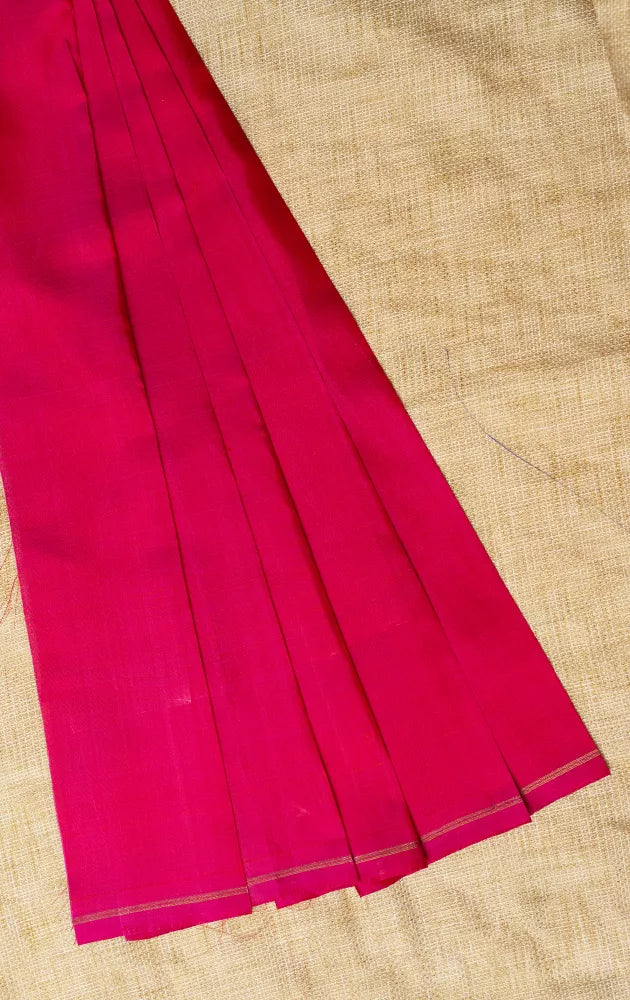 Pinkish red plain kanchi silk blouse material