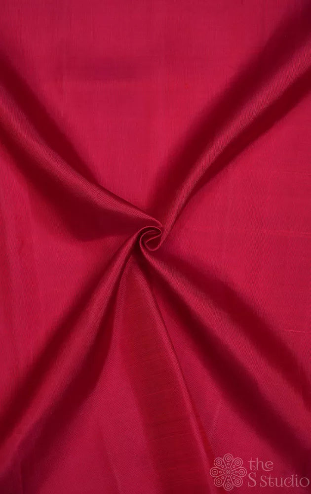 Pinkish red plain kanchi silk blouse material