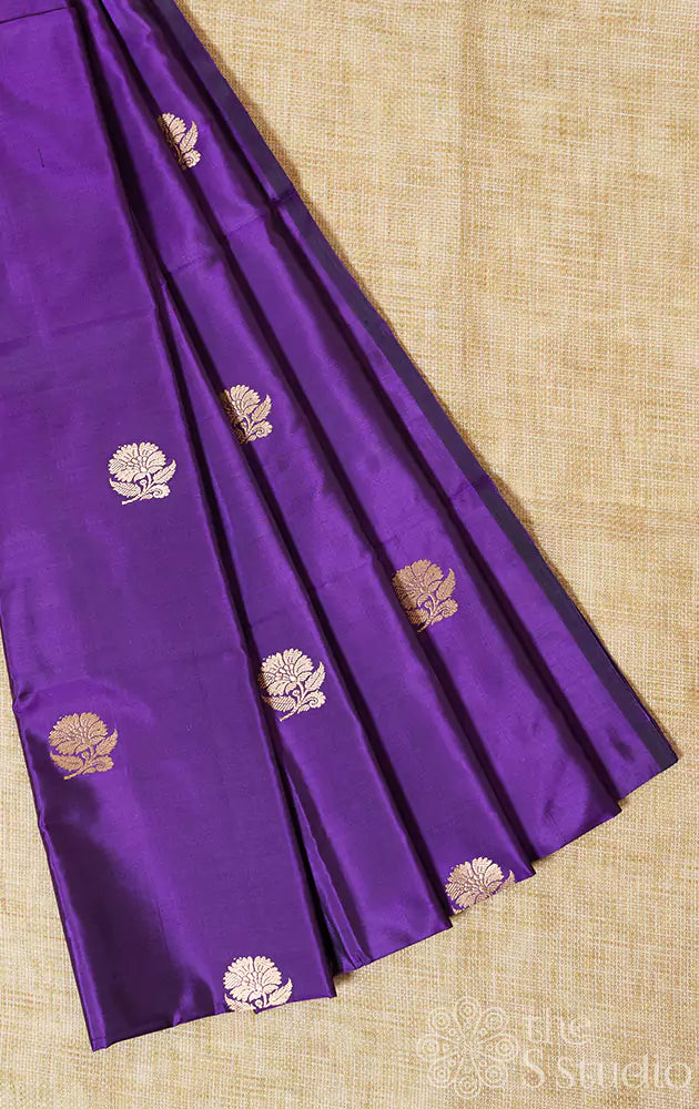 Violet benarasi silk blouse fabric with kadua woven buttas