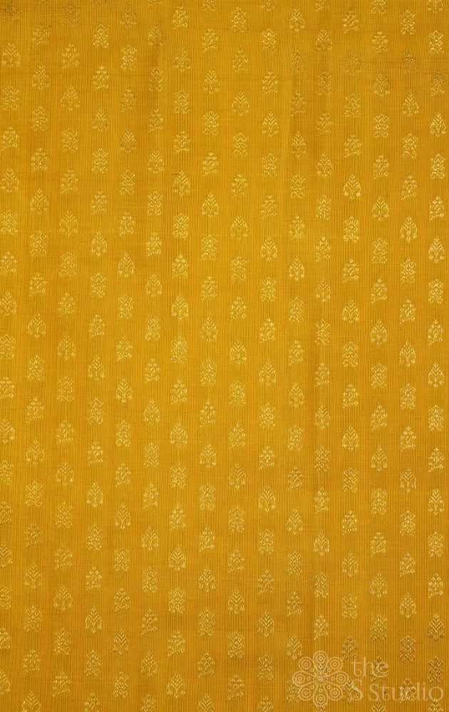 Yellow kanchi silk blouse fabric with zaru buttas