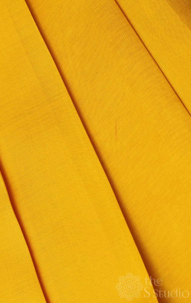 Yellow plain kanchi silk blouse fabric