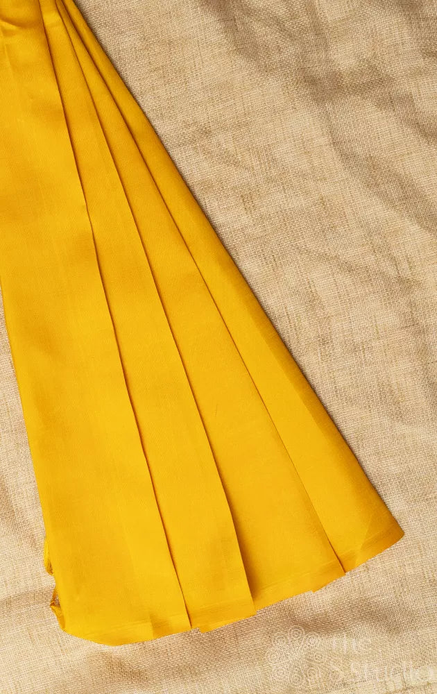 Yellow plain kanchi silk blouse fabric