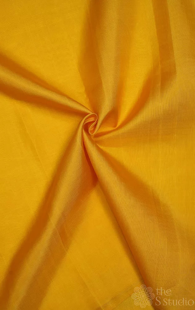 Yellow plain kanchi silk blouse fabric