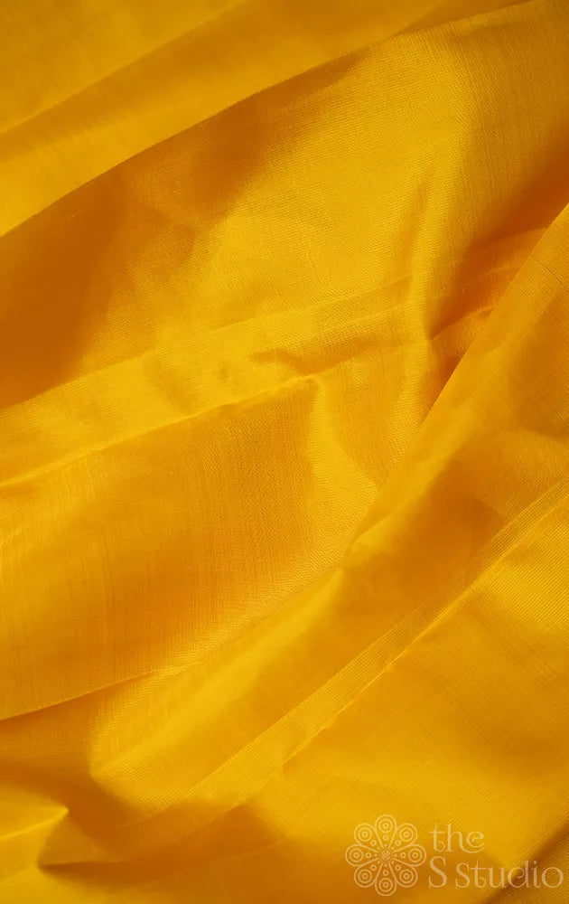 Yellow plain kanchi silk blouse fabric