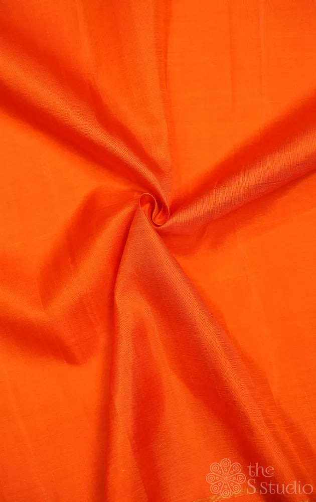 Orange kanchipuram silk blouse material