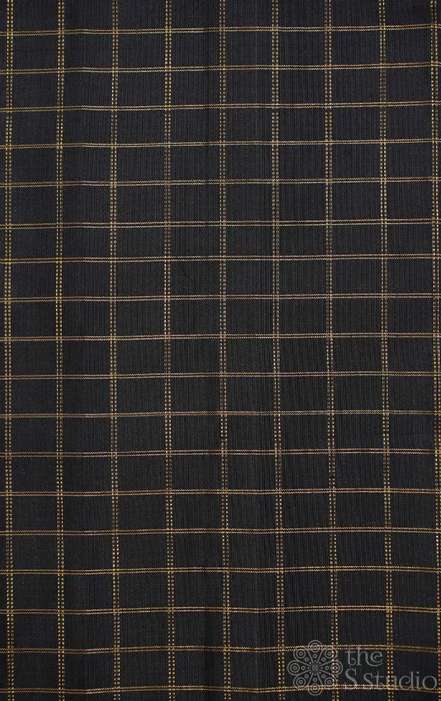 Black kanchi silk checked blouse material