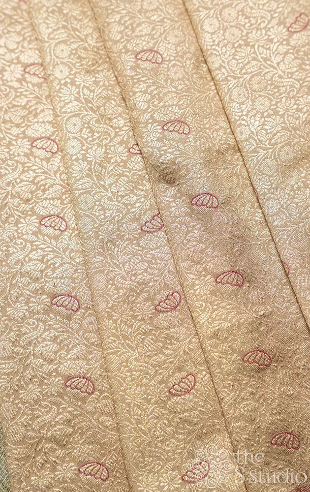 Champagne gold banarasi katan silk blouse material