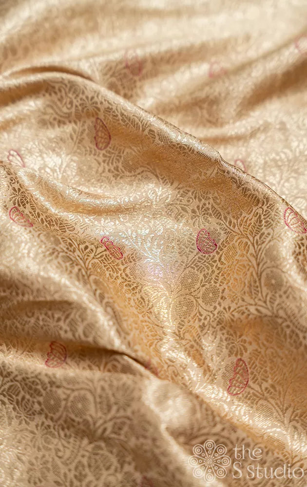 Champagne gold banarasi katan silk blouse material