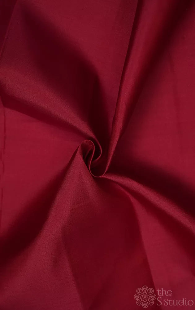 Maroon plain kanchi silk blouse fabric