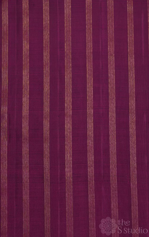 Magenta kanchi silk blouse fabric with vertical zari lines
