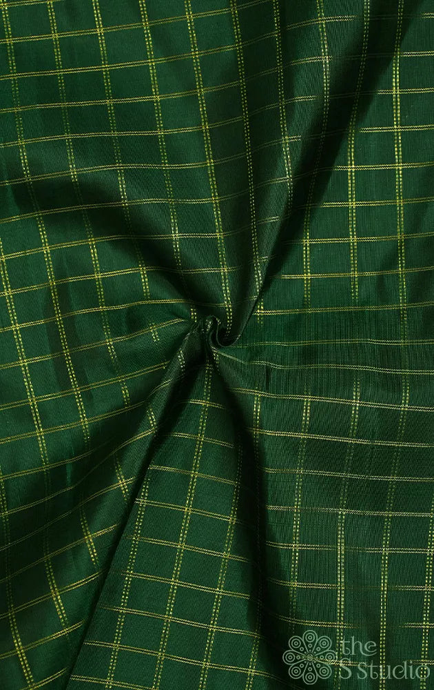 Green checked kanchi silk blouse material